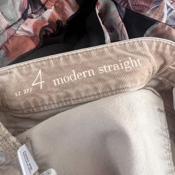 LOFT Ann Taylor Corduroy Pants Women sz 4 Modern Straight Tan - Picture 6 of 6